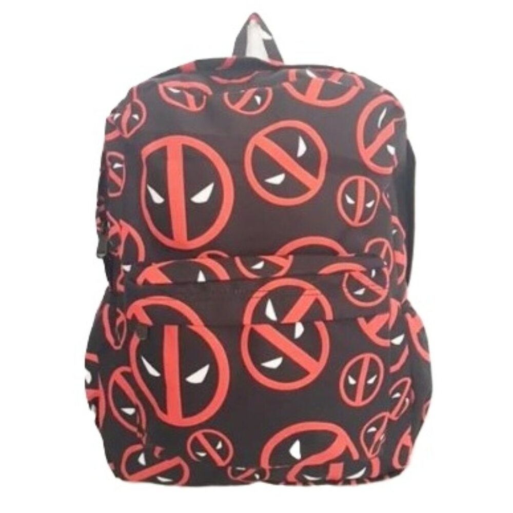 Deadpool All Over Print Full Size Backpack Black Red 17”